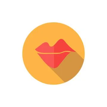 Lips icon in a flat design with long shadow Stock Illustration