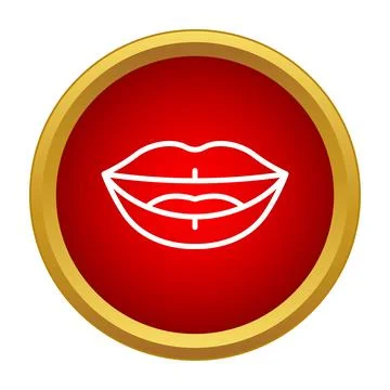 Lips icon in a red circle frame Ilustración de archivo