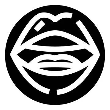 Lips icon representing speech communication and sensuality logo Stock Illustration