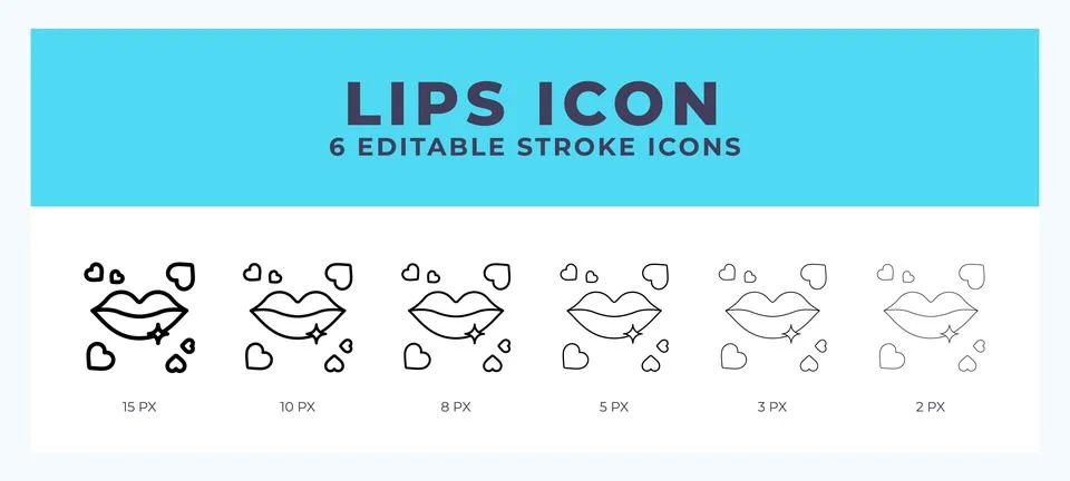 Lips icon set with different stroke. Design elements for logo. Vector illus.. Illustrazione stock