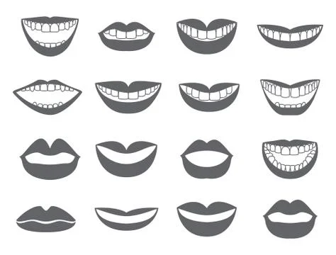 Lips icon. Set of silhouettes lips-vector Stock Illustration
