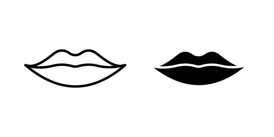 Lips icon solid, line, and editable vector set. Stockillustratie