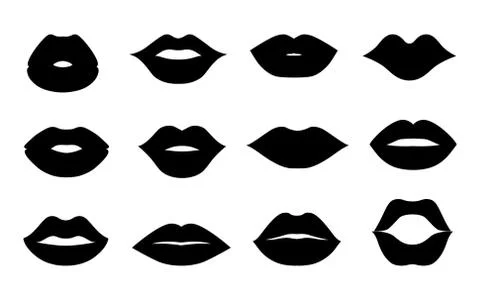 Lips icons shape set vector Stock Illustration