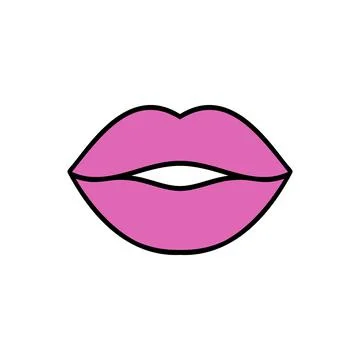 Lips illustration. Vector icon, symbol isolated on white. Cool sexy pink kisses Illustrazione stock