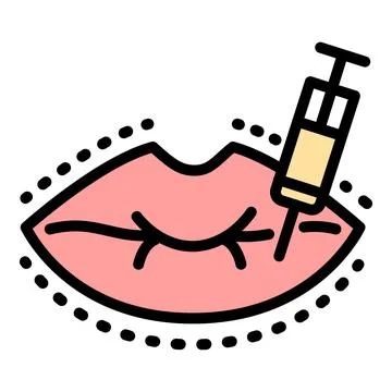 Lips injection icon, outline style Stock Illustration