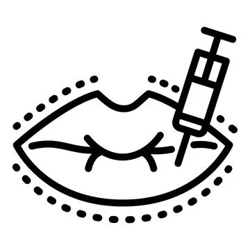 Lips injection icon, outline style Stock Illustration