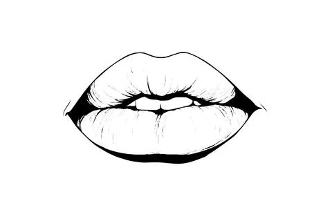 Lips ink sketch collage element. Engraved style vector illustration. Stock Illustration