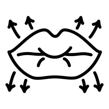 Lips lifting icon, outline style Stock Illustration