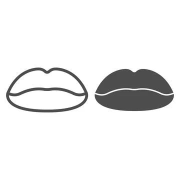Lips line and solid icon, passion concept, Kiss sign on white background, Lips Illustrazione stock