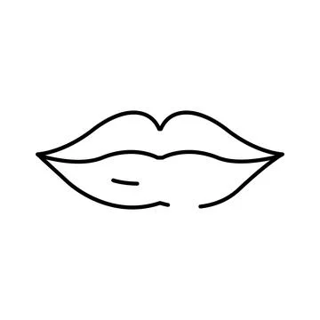 Lips line art drawing representing beauty and sensuality Stock Illustration
