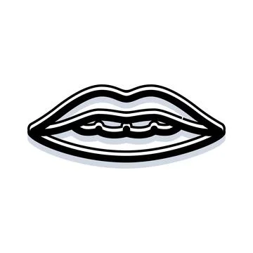 Lips line art symbol communicating speaking movement Stock Illustration