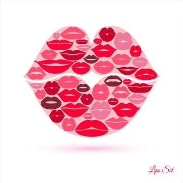 Lips in lips abstract background Stock Illustration