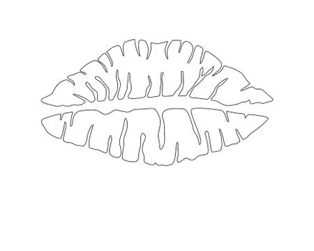 Lips. Lipstick imprint - vector linear image for coloring. Kiss of a woman Stock Illustration