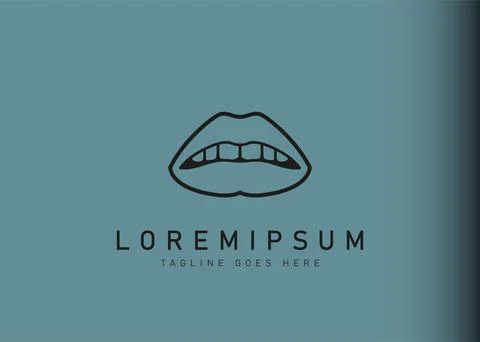 Lips logo design. Vector illustration of slightly opened lips icon design. Mo Иллюстрация