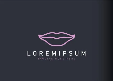 Lips logo design. Vector illustration of a faint smile icon design. Modern lo 스톡 일러스트