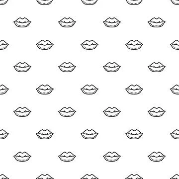 Lips mouth outline seamless pattern for beauty and cosmetic design Stock Illustration