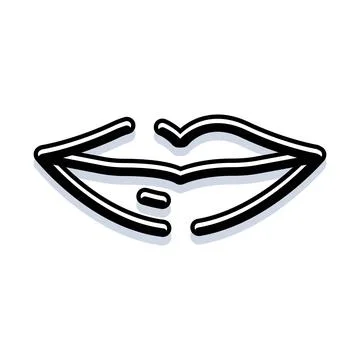 Lips outline drawing with simple minimal style Stock Illustration
