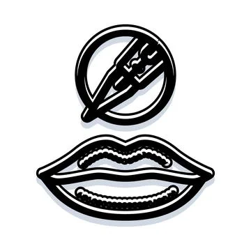 Lips outlining procedure creating permanent makeup contour Stock Illustration