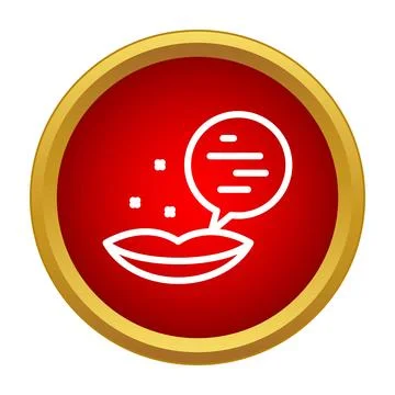 Lips outlining speech bubble communication icon button Stock Illustration