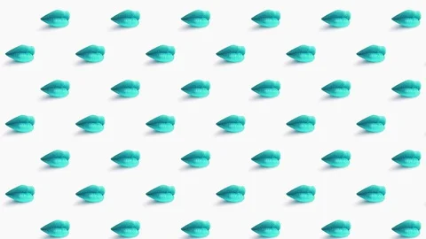 Lips pattern. Light blue lips on white background. Sexy close female mouth 스톡 동영상 125987554