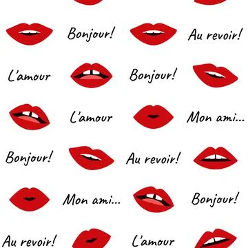 Lips pattern. Seamless sexy red woman mouth open and closed, pop art cartoon Stock Illustration