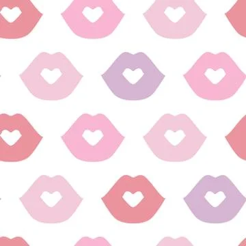 Lips pattern. Vector seamless pattern with woman s red, pink, violet kissing  Stock Illustration