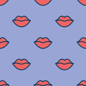 Lips pattern. Vector seamless pattern with woman's red sexy lips Stock Illustration