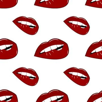 Lips pattern. Vector seamless pattern with womans lips. Stock Illustration
