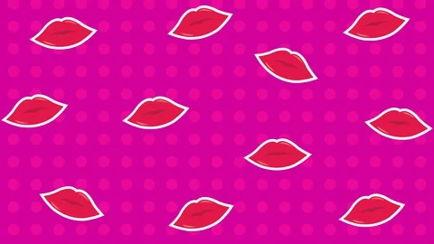 Lips patterns animation background seamless looping Stock Footage 129597877