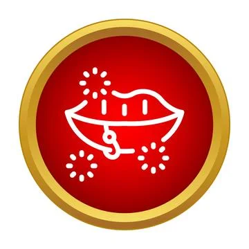 Lips with piercing and sparkle effect icon Stock Illustration