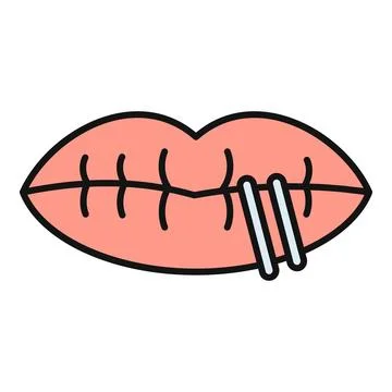 Lips with piercing and stitches representing silence Stock Illustration