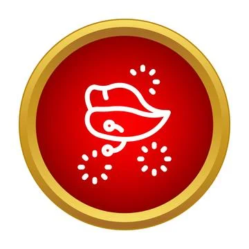 Lips with piercing and surrounding sparkle icon Stock Illustration
