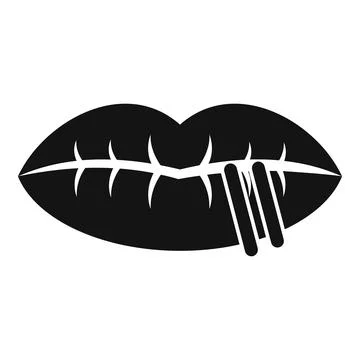 Lips piercing icon, simple style Stock Illustration