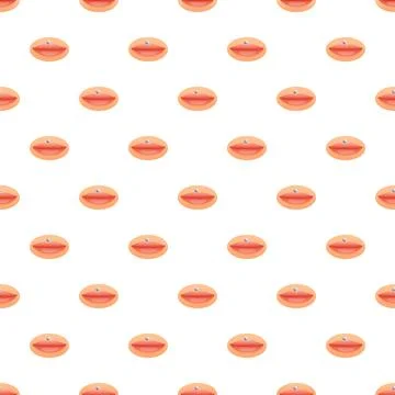 Lips with piercing pattern repeating on white background Stock Illustration