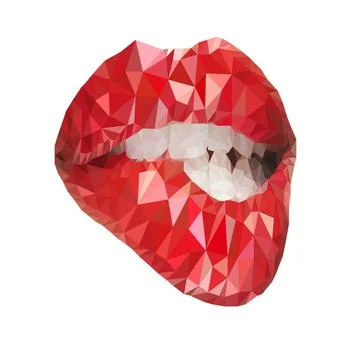 Lips. in polygonal style. Stock Illustration