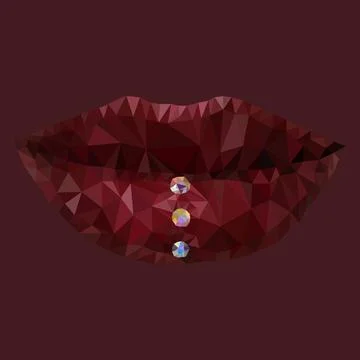 Lips. in polygonal style. Stock Illustration