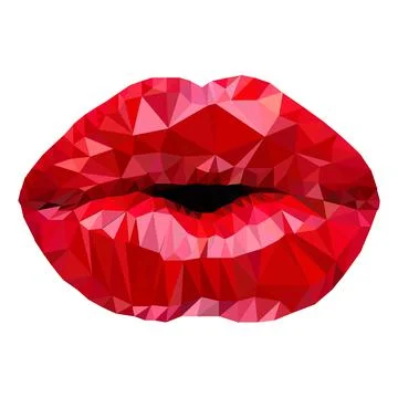 Lips. in polygonal style. Stock Illustration