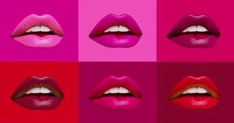 Lips pop art collage flicker loop Animation loop Magenta Pink Red Purple bac Stock Footage 230977351