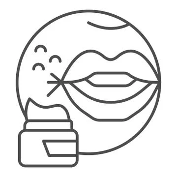 Lips with rash and ointment thin line icon, Allergy concept, Herpes sign on Stock Illustration