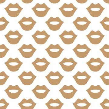 Lips seamless art texture white beige color Stock Illustration