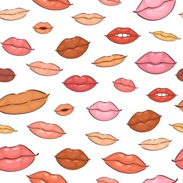 Lips seamless pattern hot love vector illustration sexy kissing background. Stock Illustration