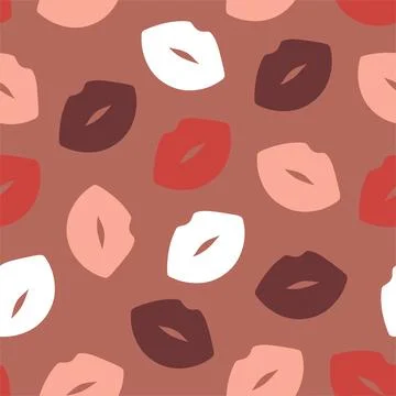 Lips seamless pattern, lovely romantic background, great for Valentine's Day. Stock Illustration