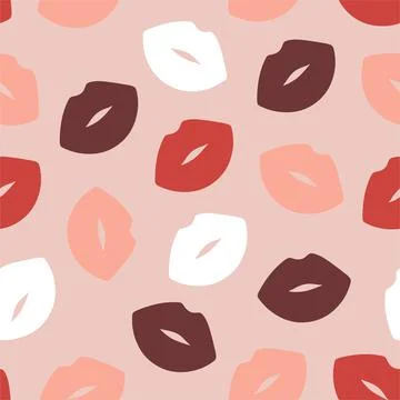 Lips seamless pattern, lovely romantic background, great for Valentine's Day. Stock Illustration