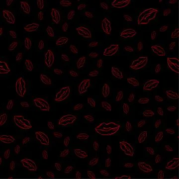 Lips seamless pattern. Red lips on a black background for design paper. 스톡 일러스트