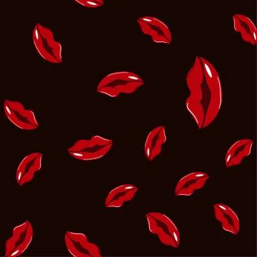 Lips seamless pattern. Red lips Stock Illustration