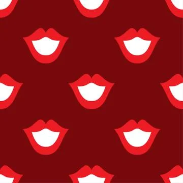 Lips seamless texture bright red color Illustrazione stock
