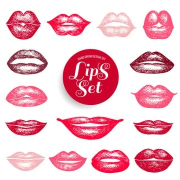 Lips set. design hand drawn element. icons Stock Illustration