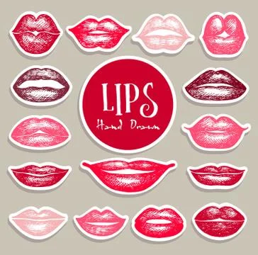 Lips set. Stickers design element. Stock Illustration