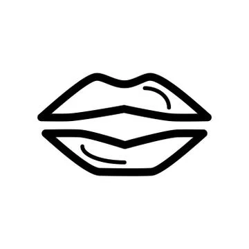 Lips simple vector icon. Black and white illustration of sexy lips. Outline Stock Illustration