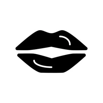 Lips simple vector icon. Black and white illustration of sexy lips. Solid linear Stock Illustration